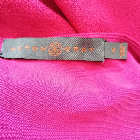 One-Shoulder Fuchsia Midi Dress with Flutter Detail - Picture 7 of 8